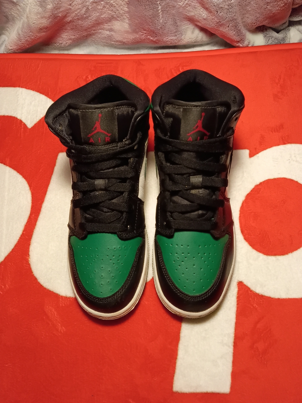 Jordan Men's Black and Green High-Top Sneakers